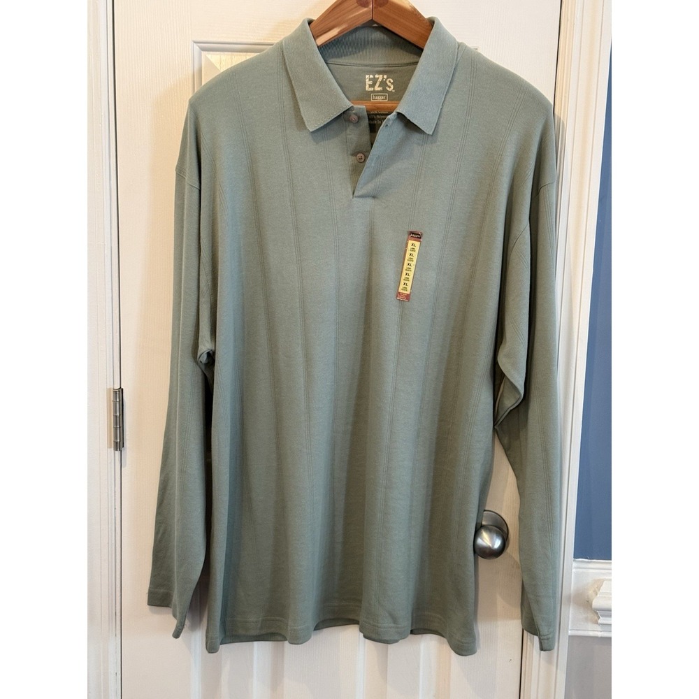 EZ's Haggar XL Polo Light Green Long Sleeve Preppy Casual Spring New W/out Tag